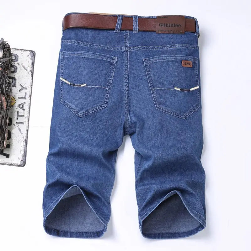 New high-end denim shorts for men in spring and summer of 2025, loose and versatile, trendy brand business casual denim shorts