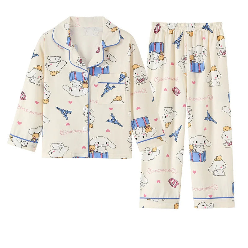 2pcs Stitch Print Autumn and Winter Kids Pajama Set for Boys and Girls, Long Sleeve Top & Pants Set, Stitch Comfy Casual Set