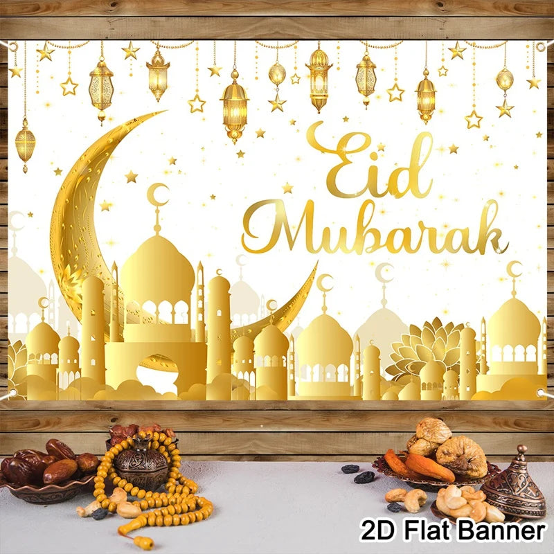 EID Mubarak Decoration Backdrop Ramadan Decor 2026 For Home Background Ramadan Kareem Islamic Muslim Party Eid Al Adha Gifts