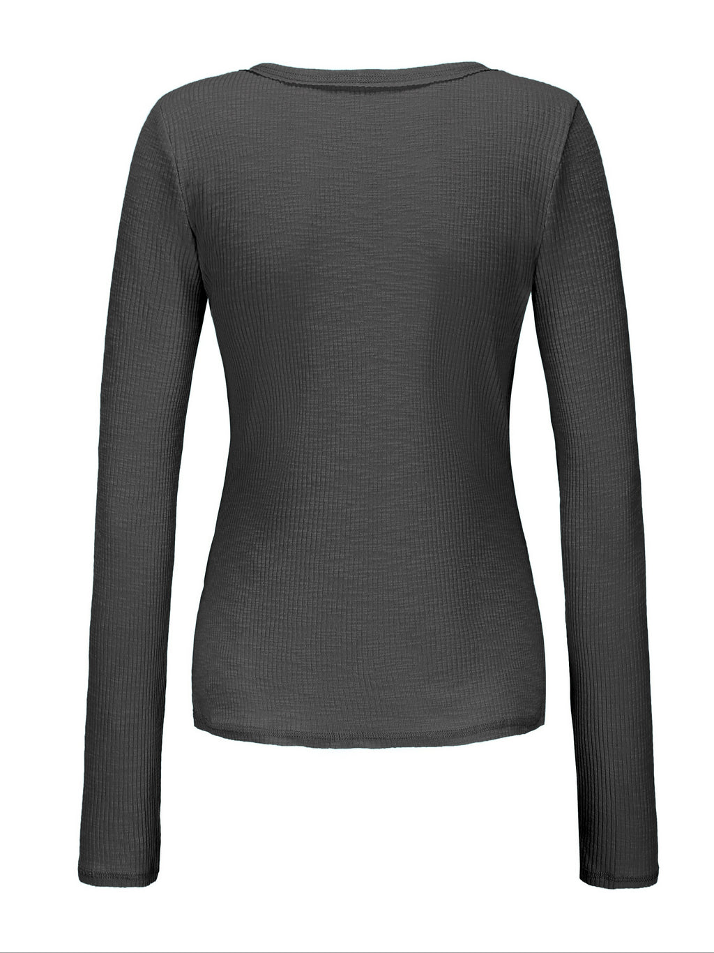 Women's Solid Color Split Neck Long Sleeve T-Shirt, Slim Fit with Stretch, Lightweight Breathable Fabric for Fashionable Spring, Summer, and Autumn Styling