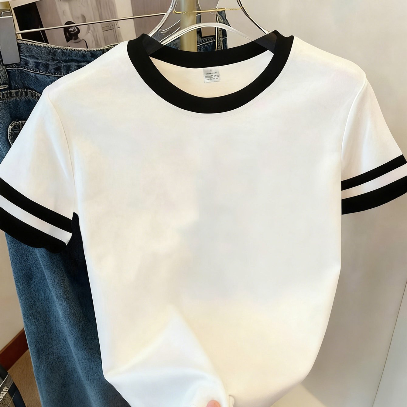 Women'S Stylish Summer Short-Sleeve Pullover Top with Beautiful Contrasting Colors