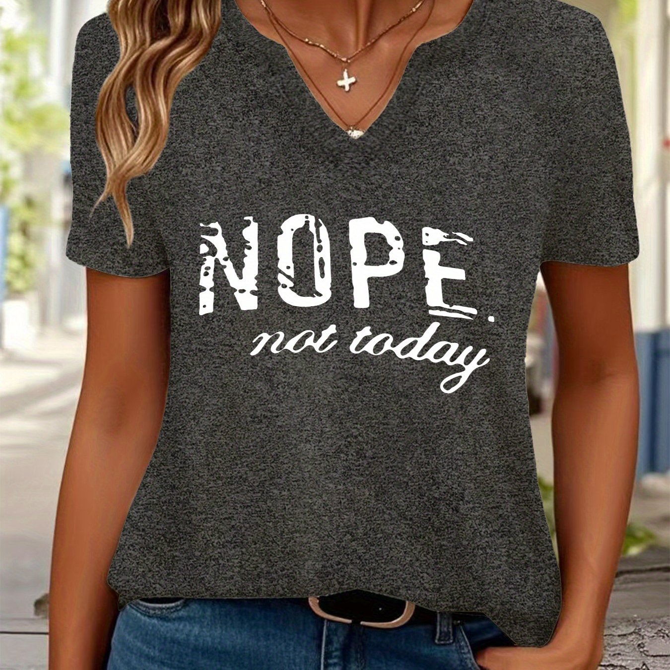 English printed Women's short-sleeve T-shirt, casual T-shirt, Women's clothing
