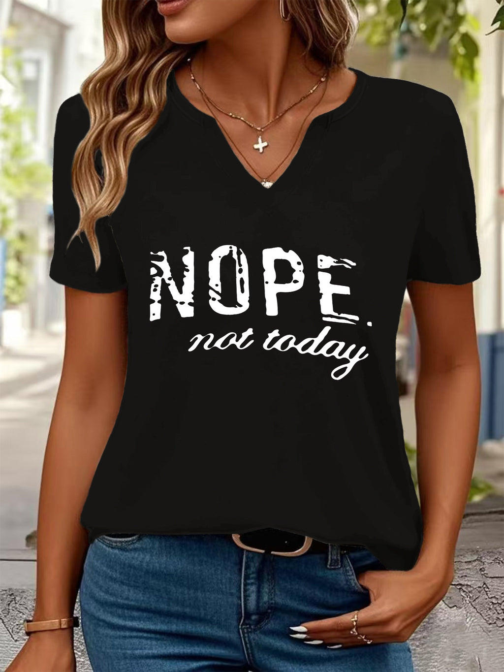 English printed Women's short-sleeve T-shirt, casual T-shirt, Women's clothing