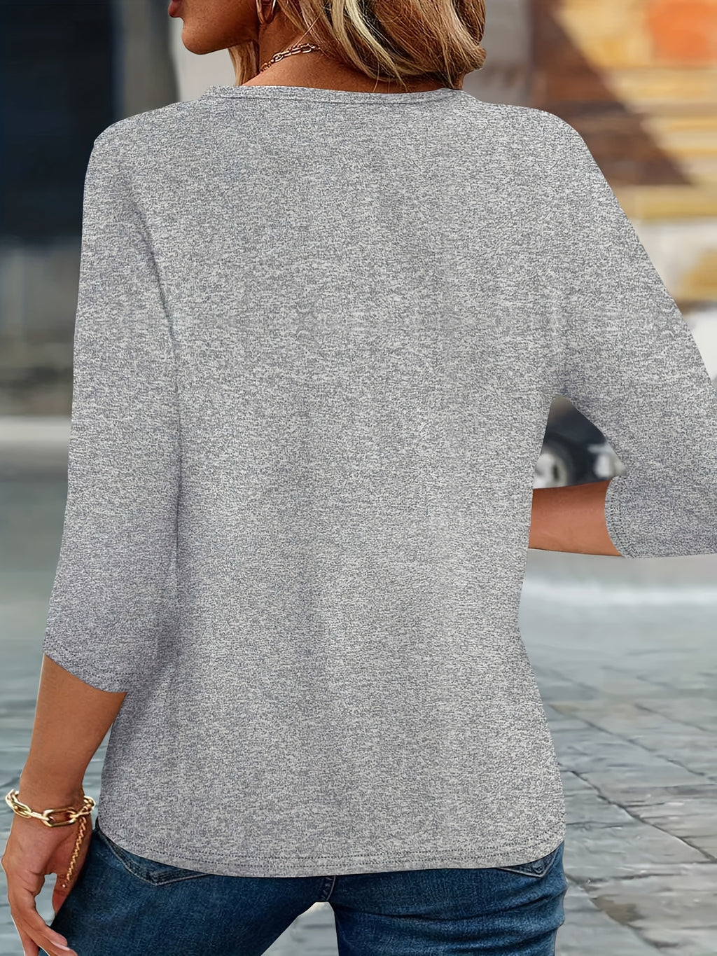 2025 New Style, Print Spring And Summer Fashion Easy Women'S Casual V-Neck Three-Quarter Sleeve T-Shirt 79-A41-544