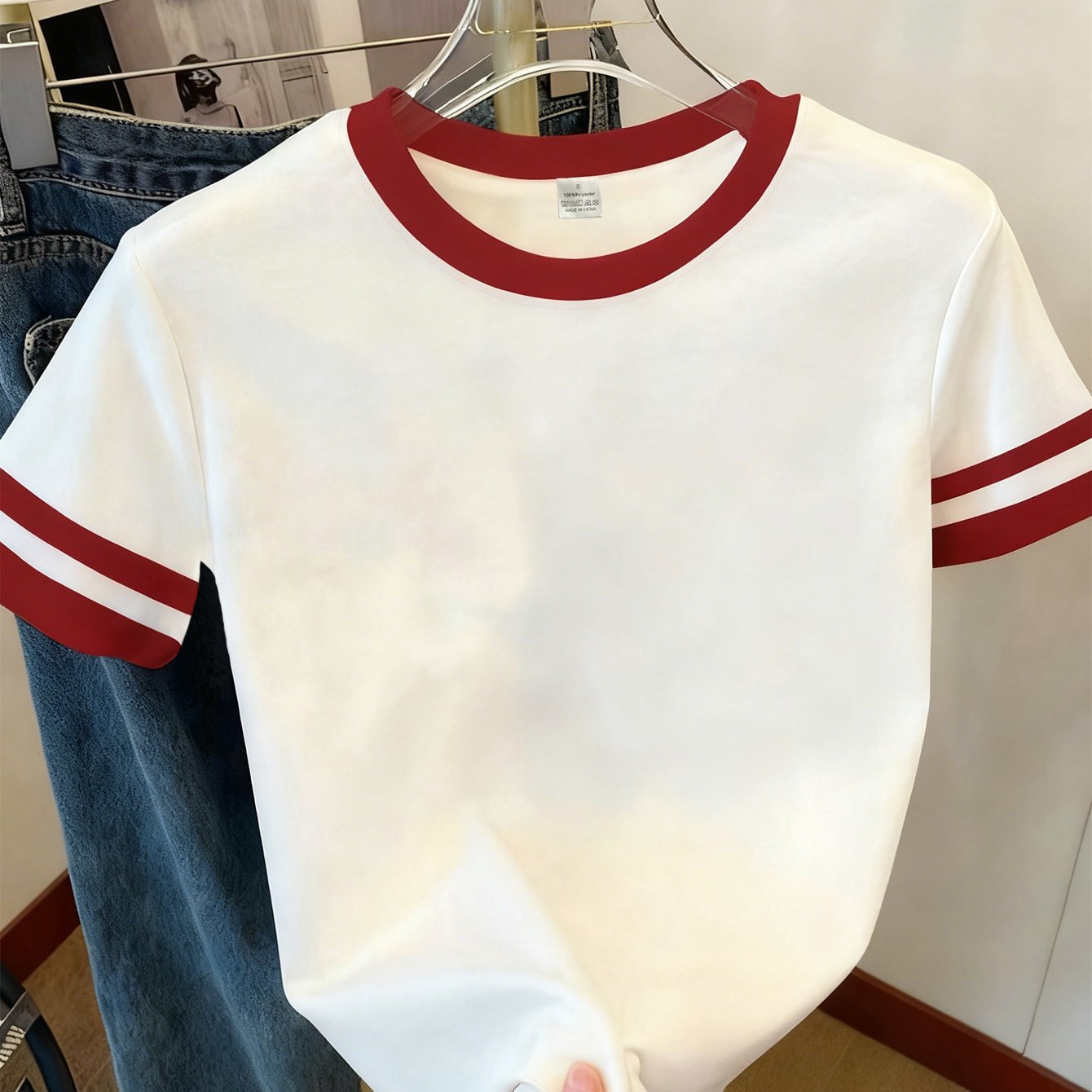 Women'S Stylish Summer Short-Sleeve Pullover Top with Beautiful Contrasting Colors