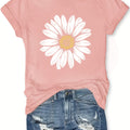 Daisy Flower Print Women's Summer Outfit Combined Version Round Neck T-shirt