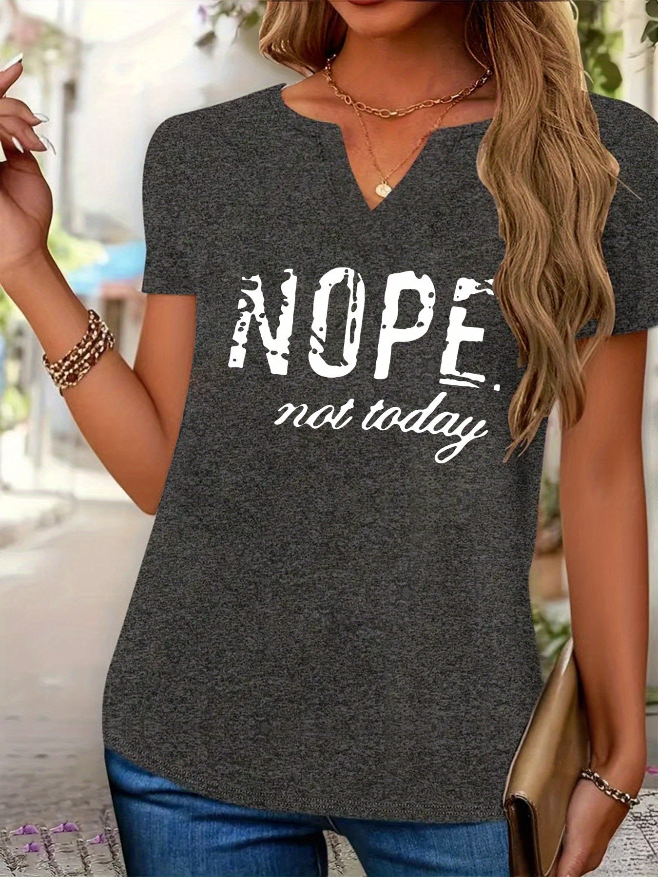 English printed Women's short-sleeve T-shirt, casual T-shirt, Women's clothing