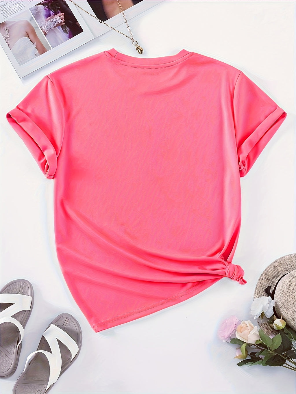 Women'S Casual Short-Sleeve T-Shirt with Floral Print - a Perfect Choice for Spring And Summer.