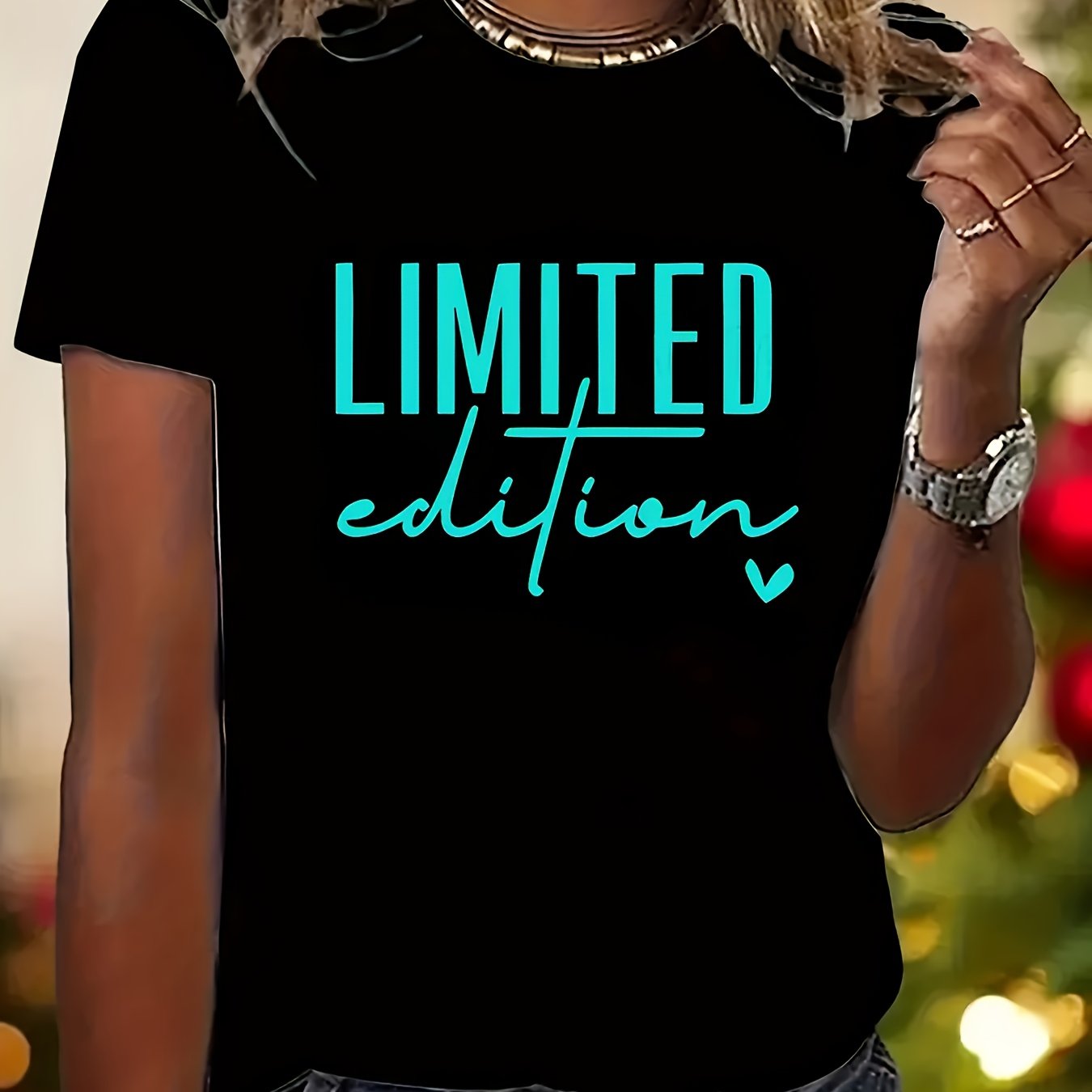 LIMITED EDITION Letter Slogan Graphic T-Shirt - Casual Round Neck Short Sleeve, Machine Washable