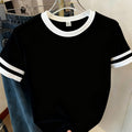 Women'S Stylish Summer Short-Sleeve Pullover Top with Beautiful Contrasting Colors