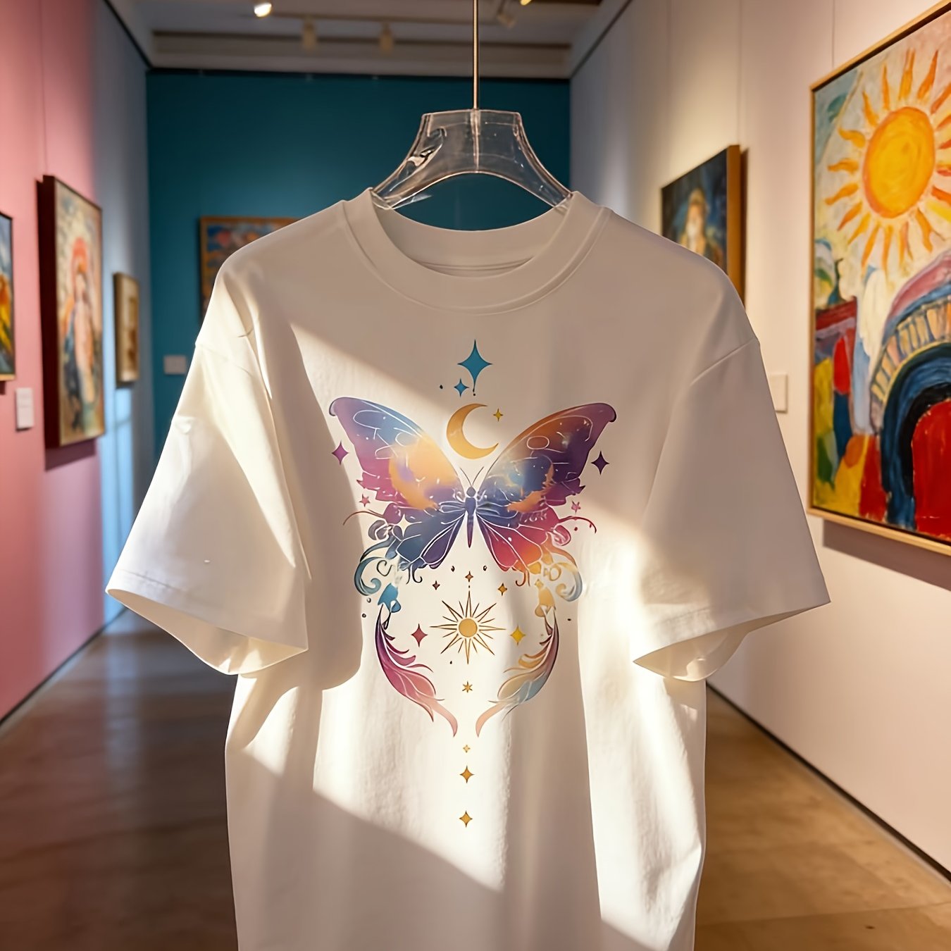 Women's Casual Printed Short-Sleeve T-Shirt - Black Print Design, Round Neck, Lightweight, Machine Washable, Spring/Summer Top, Elegant Women's Shirt