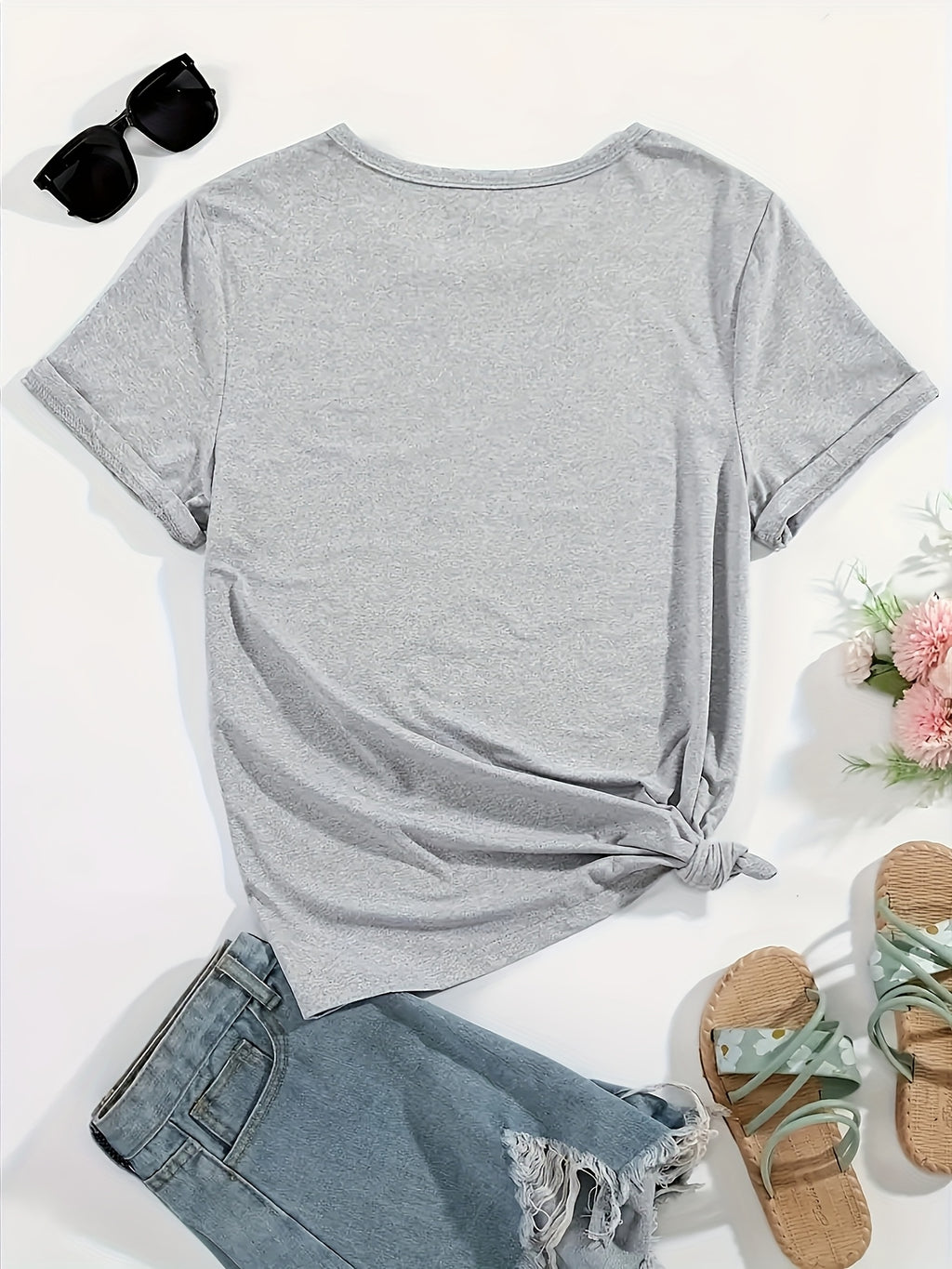 Fashionable Women'S Collection Valentine'S Day Creative Heart Pattern Printed Casual Round Neck Short Sleeve T-Shirt