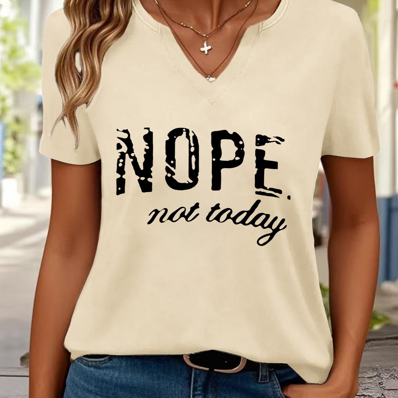 English printed Women's short-sleeve T-shirt, casual T-shirt, Women's clothing